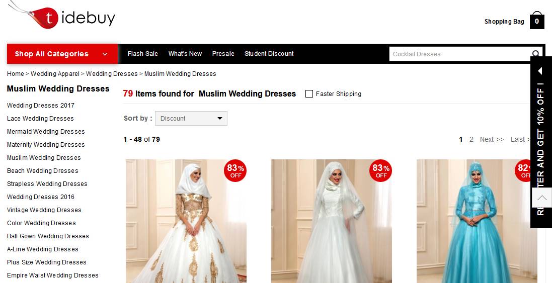 Robes de mariée musulmanes chez Tidebuy